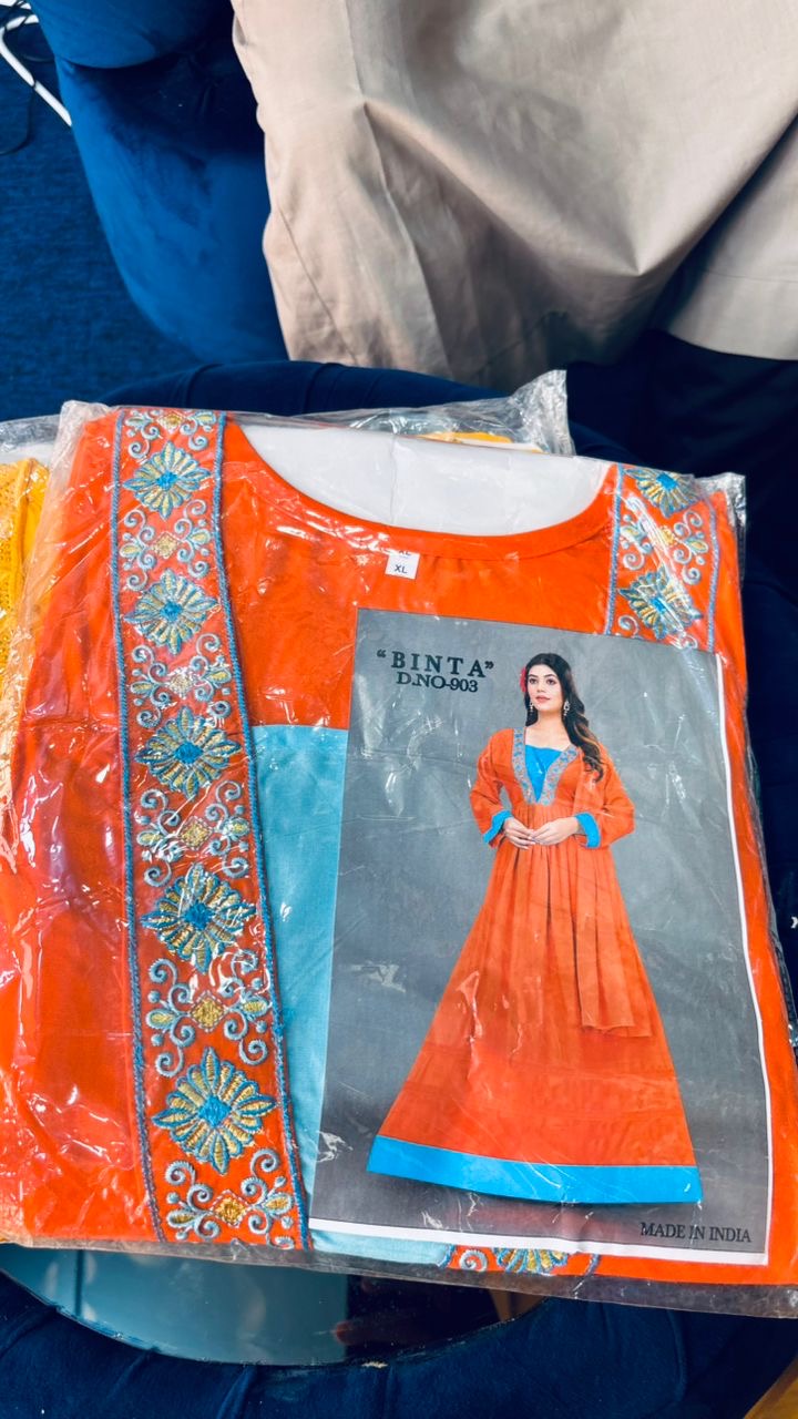Robe Binta Orange Brodée